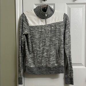 PINK Victoria's Secret Gray and White Zip Pullover